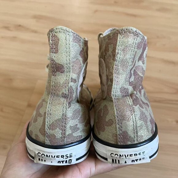 Converse Chuck Taylor High Top Particle Beige Glitter Brown Camo Women's Size 8. - Picture 6 of 9